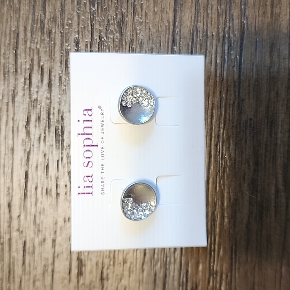 Lia Sophia silver tone studs with cut crystals